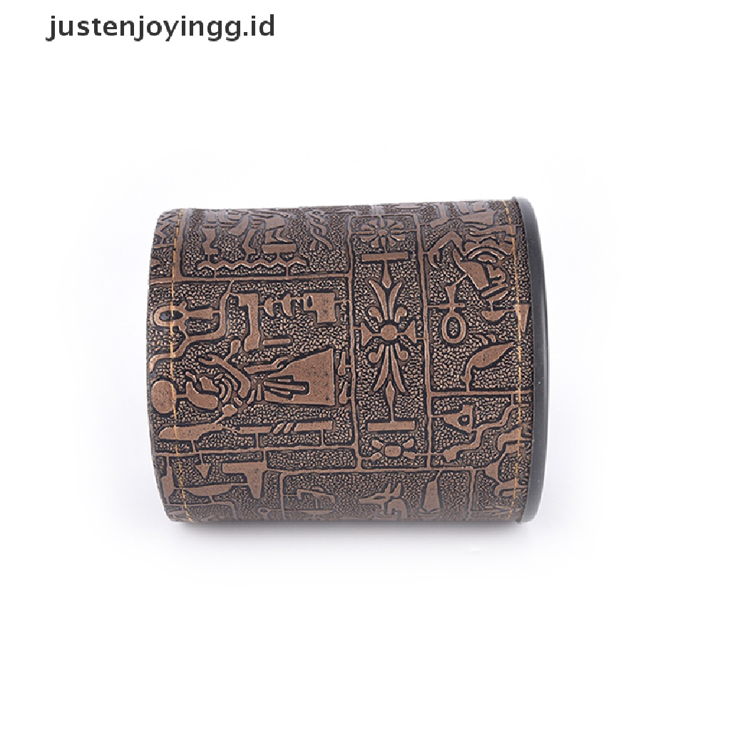 // justenjoyingg.id // 1 pc High Quality Brown Leather Rune Dice Cup PU leather 82x82x91mm ~