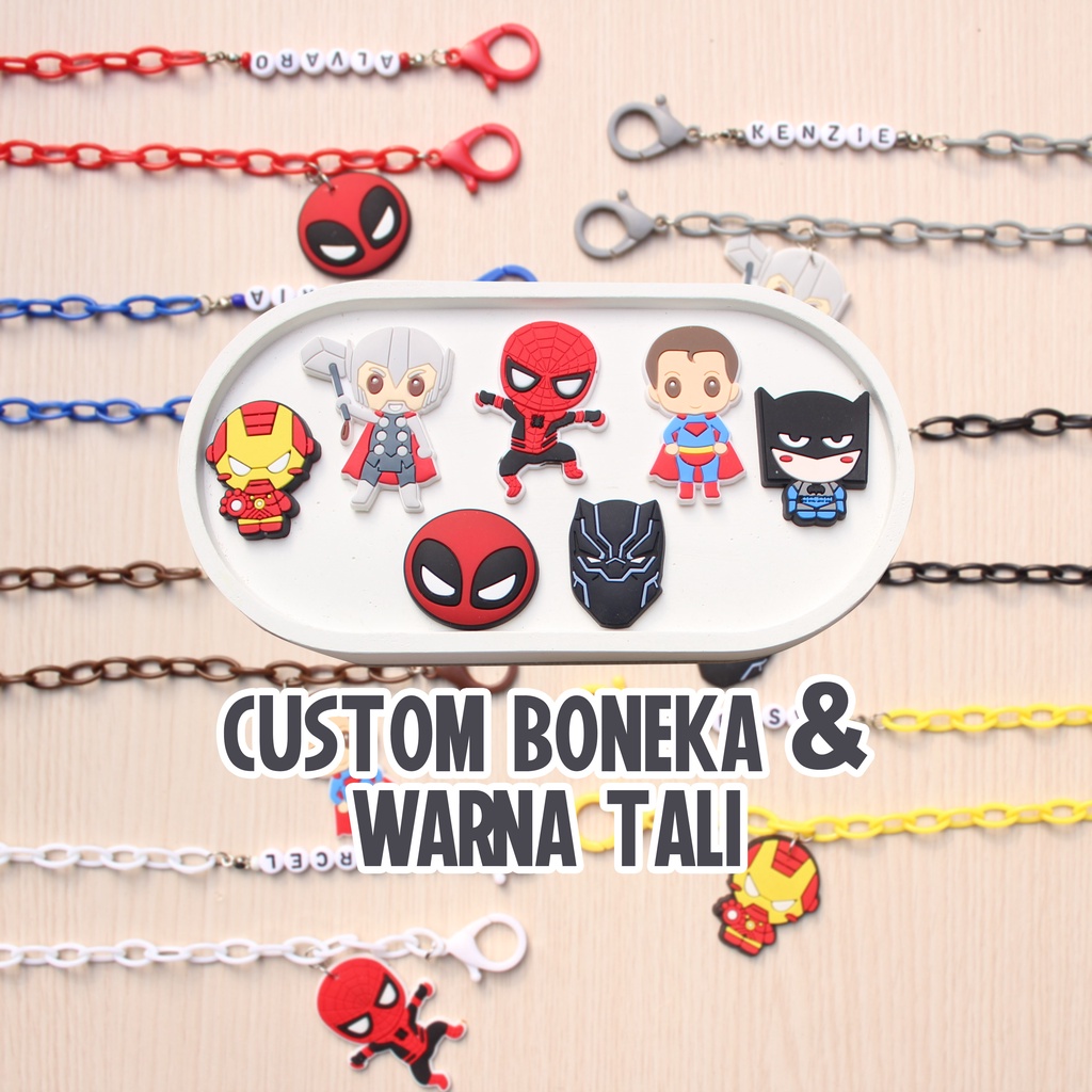 Tali Masker FREE BONEKA dan NAMA Superhero Keren Strap Masker Anak Cowo / Laki-laki Mr Nanas