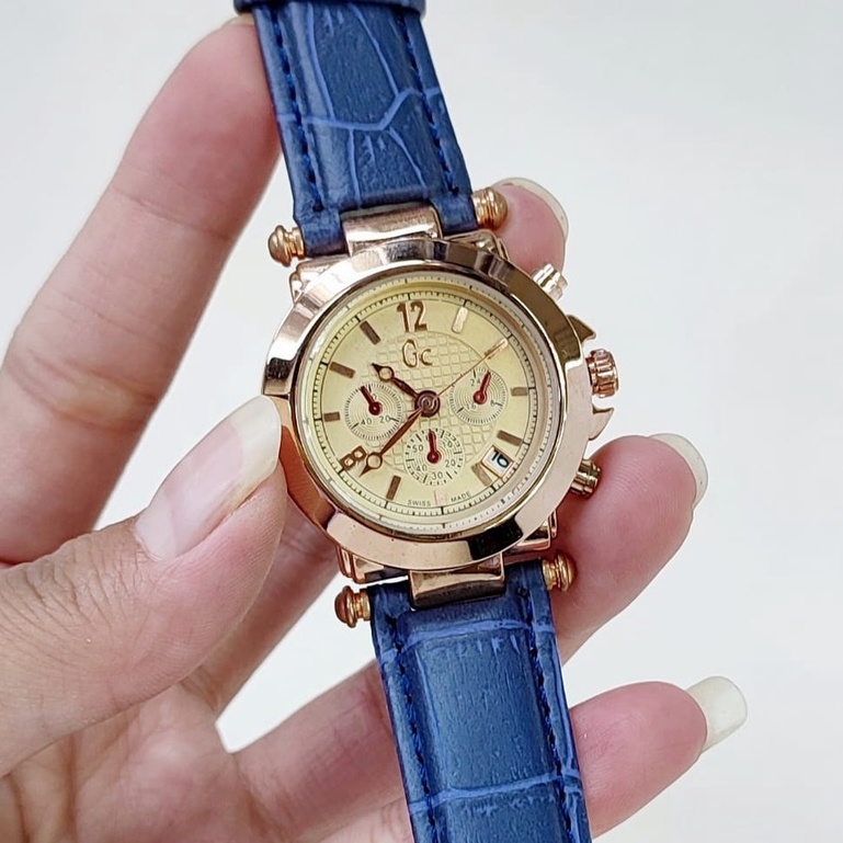 BEST SELLER JAM TANGAN WANITA GC X40 TALI KULIT CHRONO HIASAN TANGGAL AKTIF DM 3.2CM FREE BOX &amp; BATERAI || JAM TANGAN FASHION WANITA JAM TANGAN CEWEK MURAH