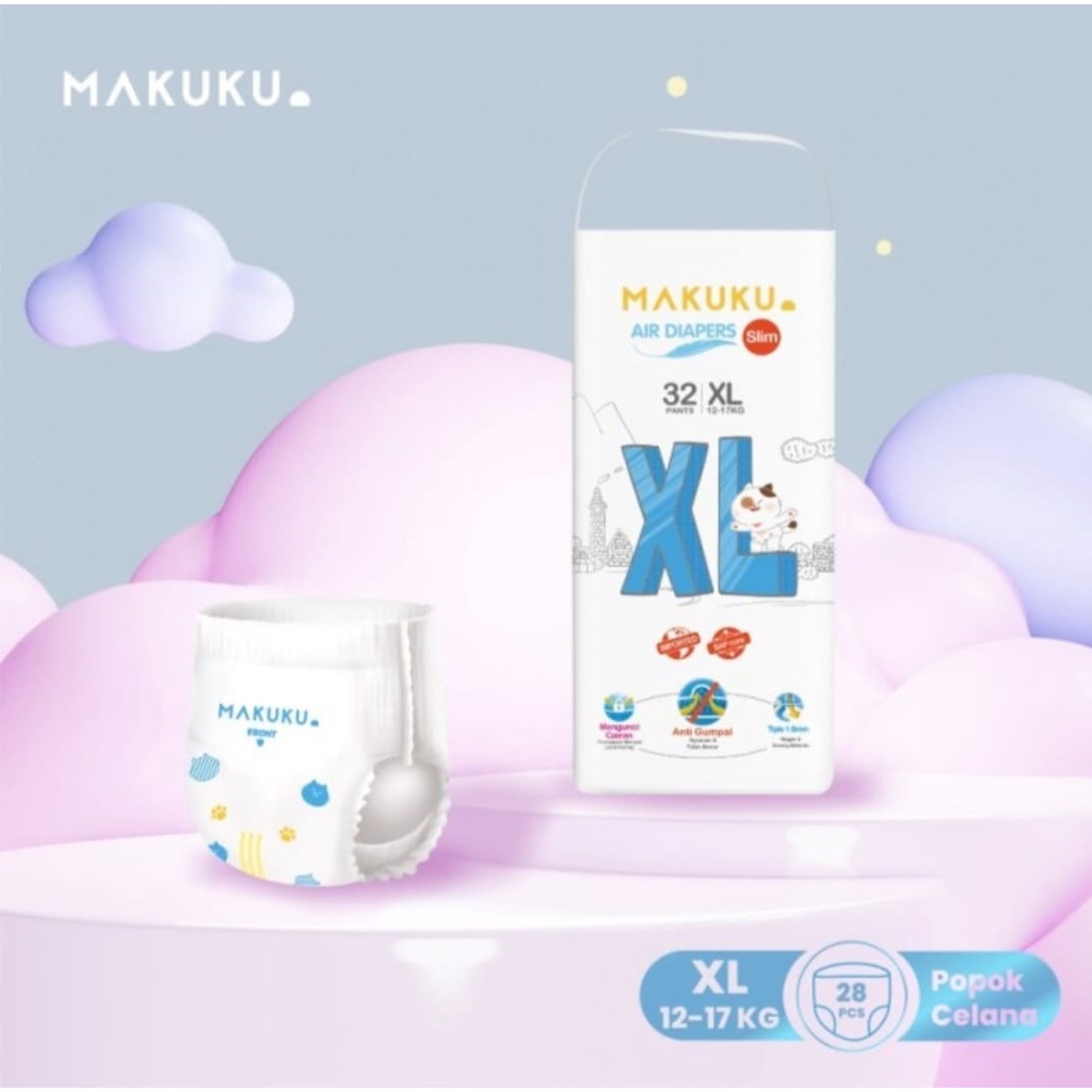 Makuku Air Diapers Pants Slim M32/L34/Xl32/Xxl28/ Toko Makmur Online