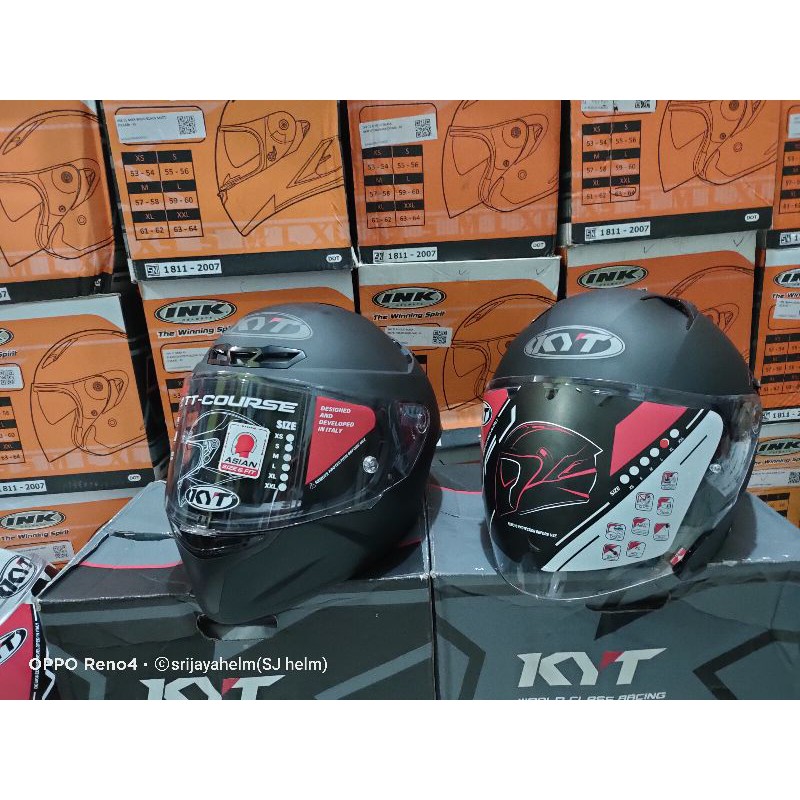 HELM KYT TT COURSE PLAIN WHITE+HELM KYT NFJ//HELM COUPLE MASA KINI