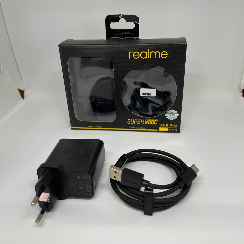 Charger Realme black Super Vooc X60 pro 65W micro dan type c Casan Realme X60 pro Super vooc  original