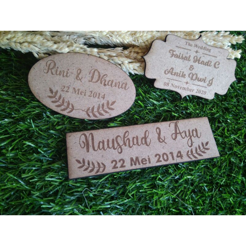 nama mahar ukir mdf kayu Pinus laser cut