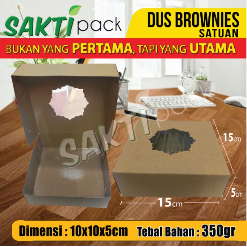 

dus brownies| dus kue uk. 15 x 15 x 5 cm , kraft 350, laminasi plastik