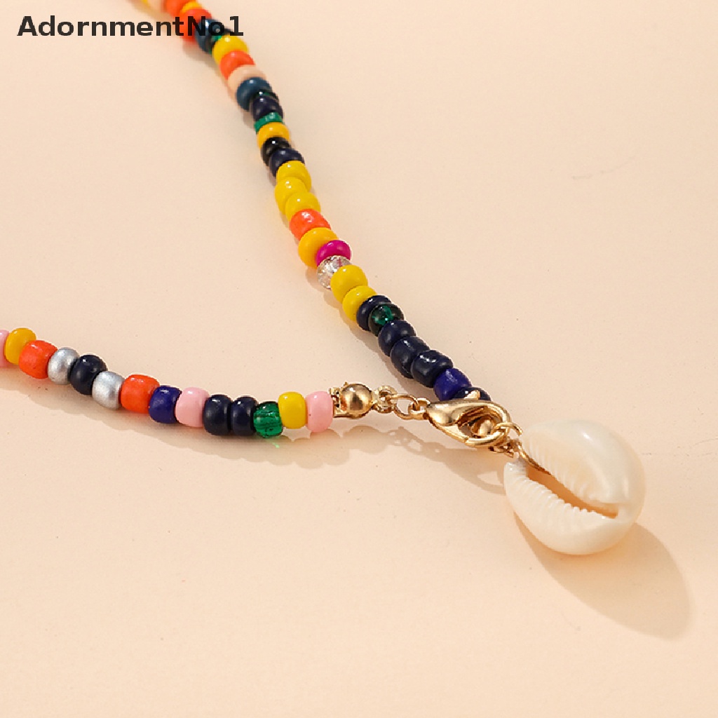 (AdornmentNo1) Kalung Choker Tumpuk Manik Kerang Gaya Boho Untuk Wanita