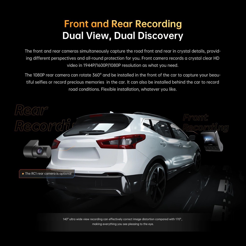 [Coin 20rb Kode:25TBAPR10]DDPAI Mola Z40 Dash Cam Dual Car Camera Recorder Sony IMX335 1944P HD Video GPS Tracking 360 Rotation-6