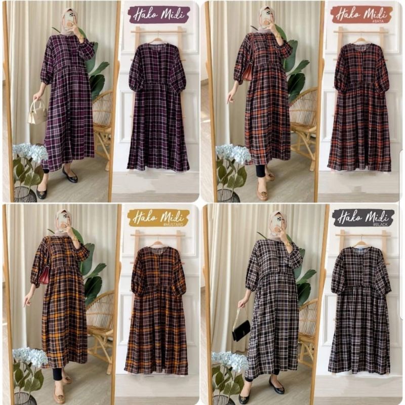MIDI DRESS TARTAN MIDI DRES KOTAK TERBARU