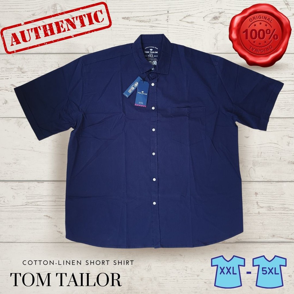 Hem Pendek Big Size Tom Tailor Original Jumbo Biru Navy Polos