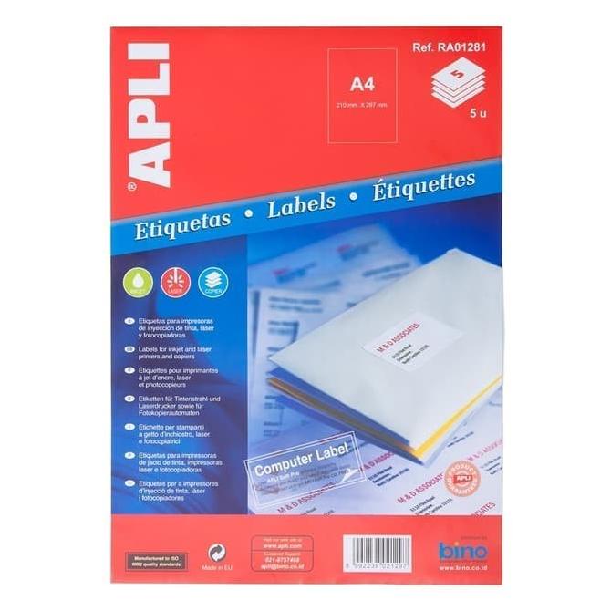 

APLI White Paper Labels Size (Semua nomor dan ukuran)