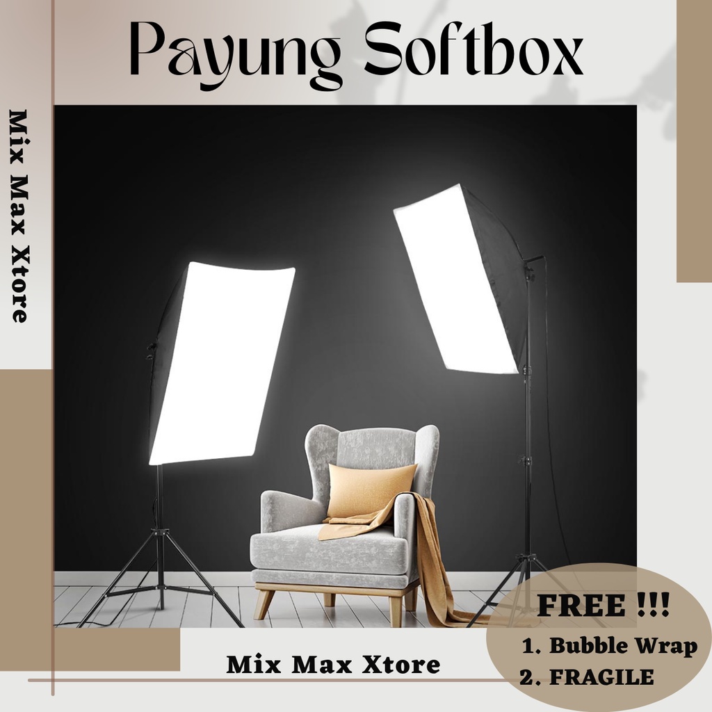 TaffSTUDIO Payung Softbox Reflektor E27 Single Lamp Socket (4 Ukuran) - (LD-TZ206) / Lighting Studio / Lampu Studio / Softbox Lighting / Backdrop Foto Studio / Lampu Studio Mini / Lampu Softbox / Lampu Lighting Studio