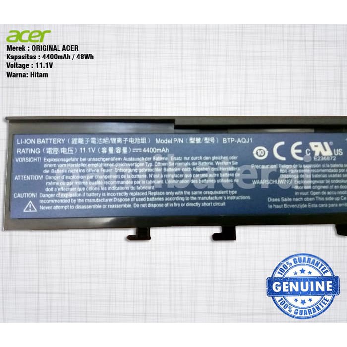 Baterai ORI Acer TM 6290 6291 6292 6293 4720 Asp 5560 2920 APJ1 ANJ1 2420 Series 2420A,Aspire 5540 Series 5541ANWXMi 2423WXCi, 2424WXMi, 2428AWXMi TravelMate 2440 Series TravelMate 2470 Series TravelMate 3240 Series TravelMate 3242NWXMi TravelMate 3250