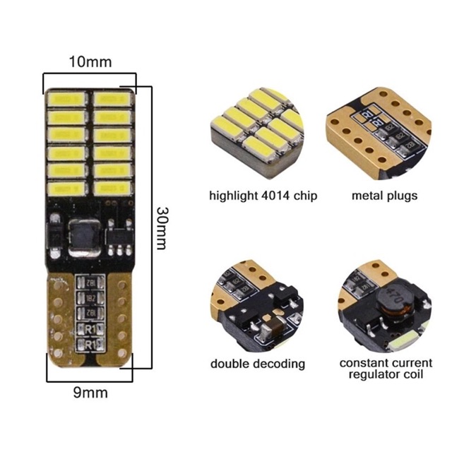 Led T10 Lampu Kabin Plat Mobil Lampu Senja 24 Smd 2 Pcs sepasang R036