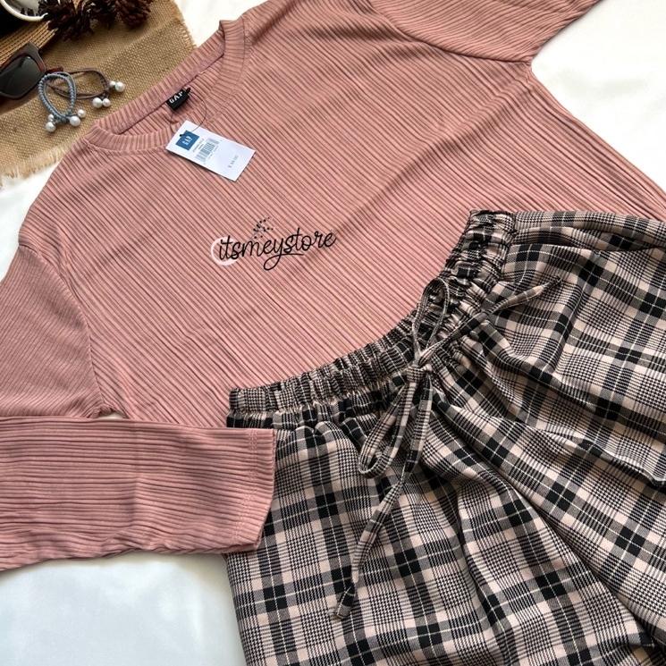 TWN.21Jl22ј–  SET OOTD ATASAN SUPER NYAMAN LOOSE KAOS RIB / MURAH / KEKINIAN / PAKET OOTD HEMAT