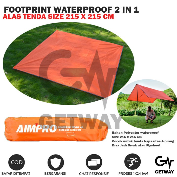 Alas Tenda Footprint Multifungsi Flysheet 215x150 cm dan 215x215 cm
