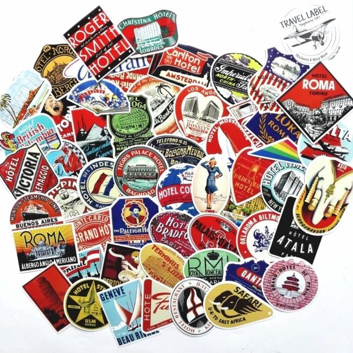 Sticker Stiker Koper 50 Pcs : Retro Hotel Travel Logo / Rimowa Sticker