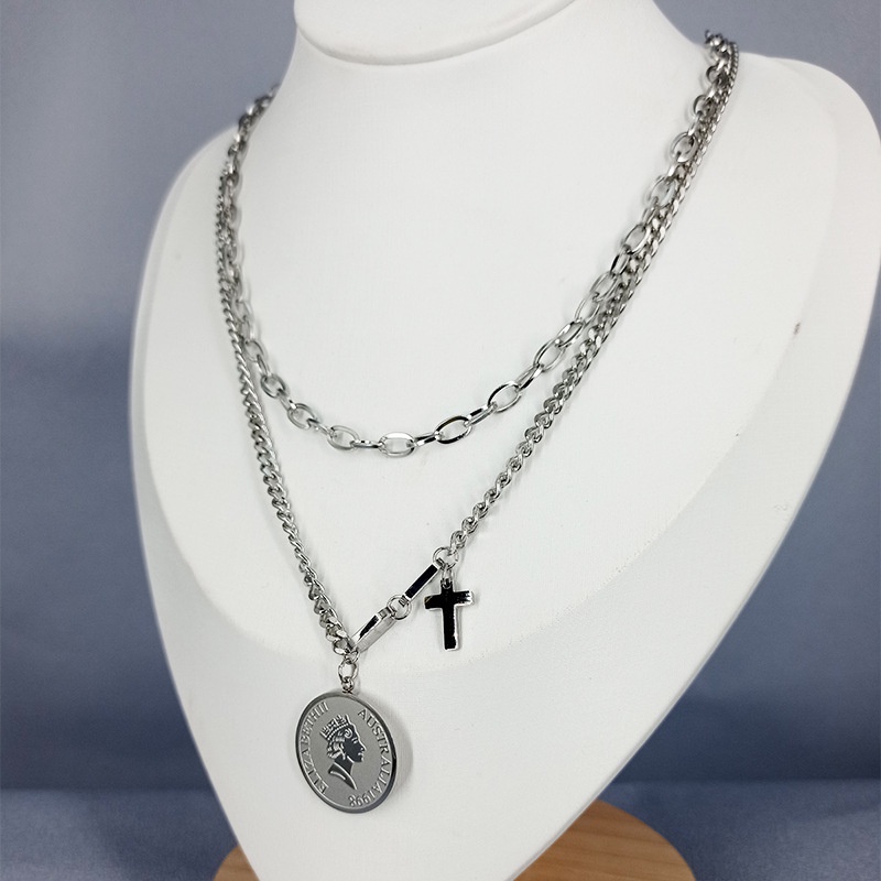Kalung tebal dua layer elisabet australian titanium anti karat
