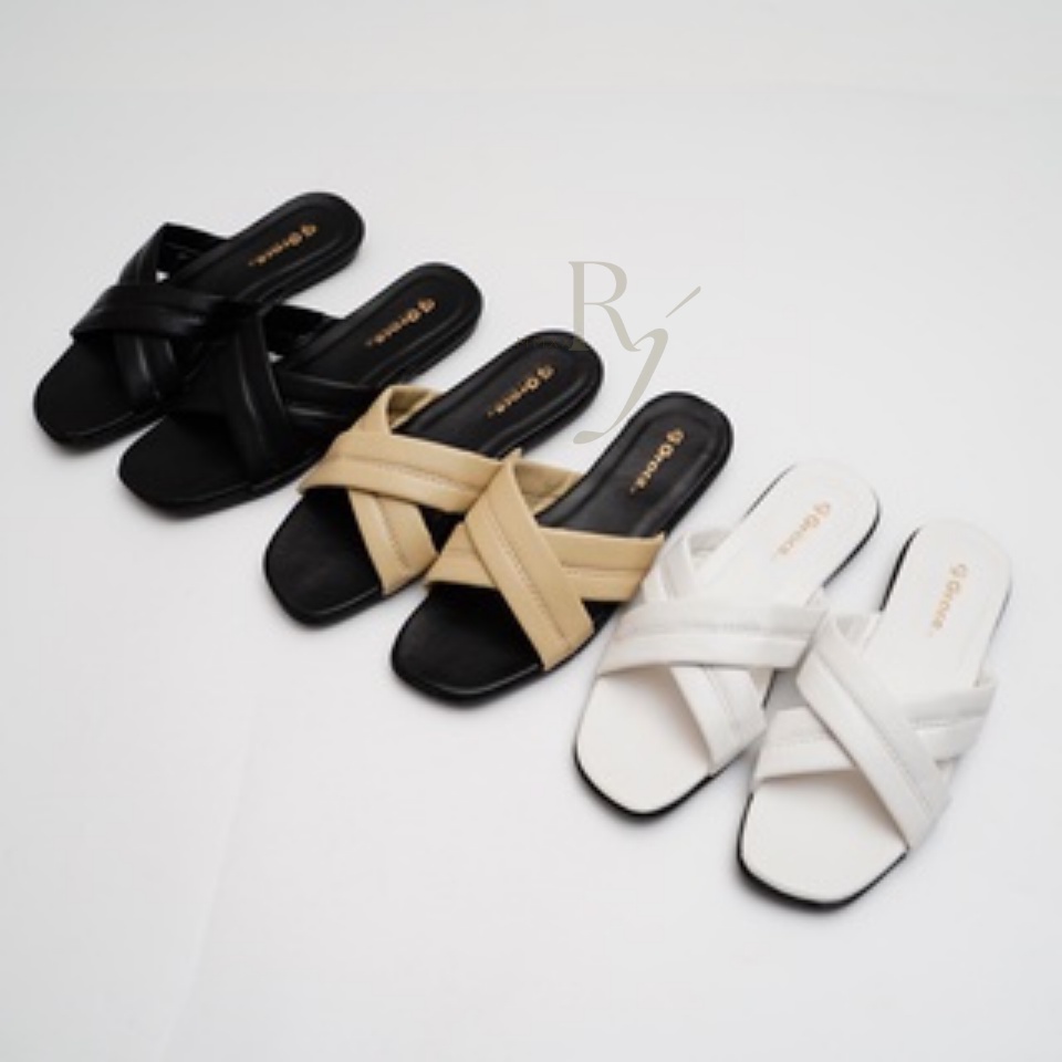 GRACE [MELISA Silang] Sandal Selop Kelly/ Sandal Flat Wanita Silang / Sendal Wanita Puffy