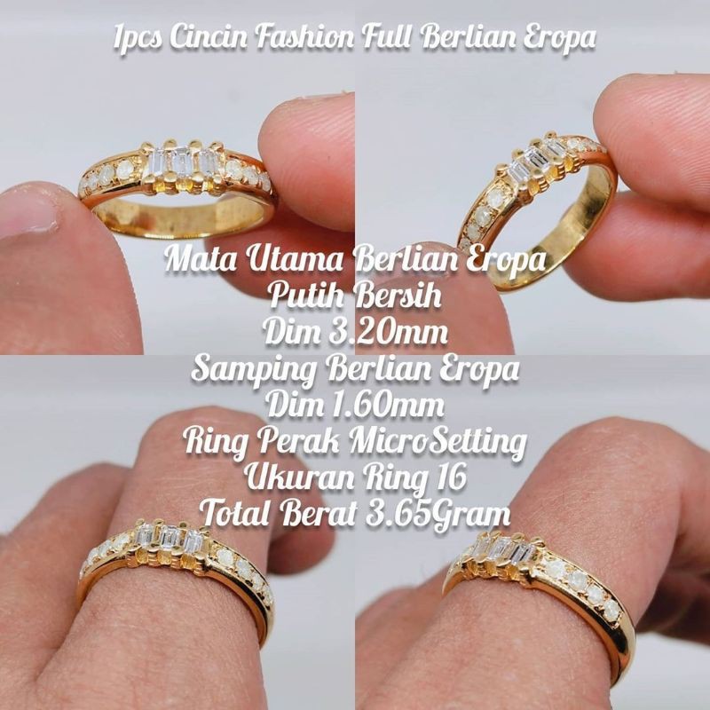 cincin wanita berlian putih asli diamond eropa ring perak mewah bukan batu akik bacan safir