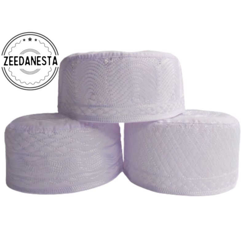 PECI MADINAH PUTIH KOPIAH HITAM SONGKOK KOPYAH DEWASA BAHAN KAIN