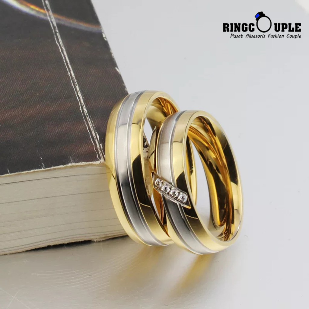 [JB025] Cincin Couple Titanium Original 100% Anti Pudar (GRATIS BOX)