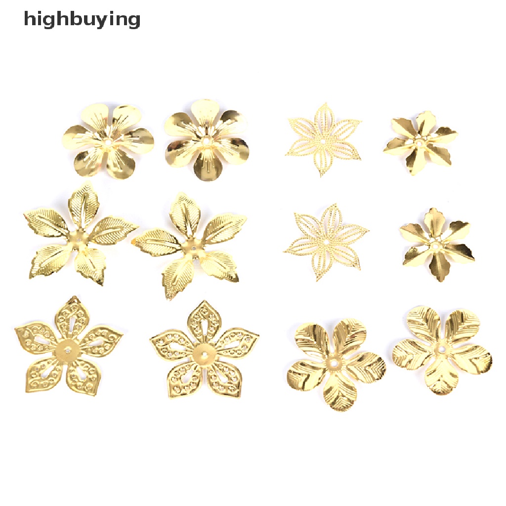 Hbid 50Pcs / Set Charm Metal Bentuk Bunga Gaya Vintage Untuk DIY Perhiasan / Craft