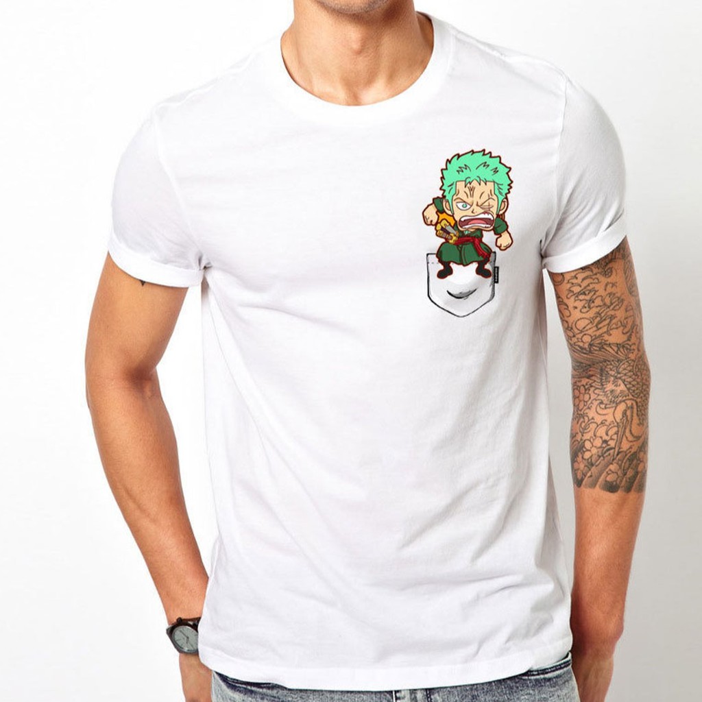 Tshirt Zoro chibi fake pocket Anime Manga One Piece Unisex