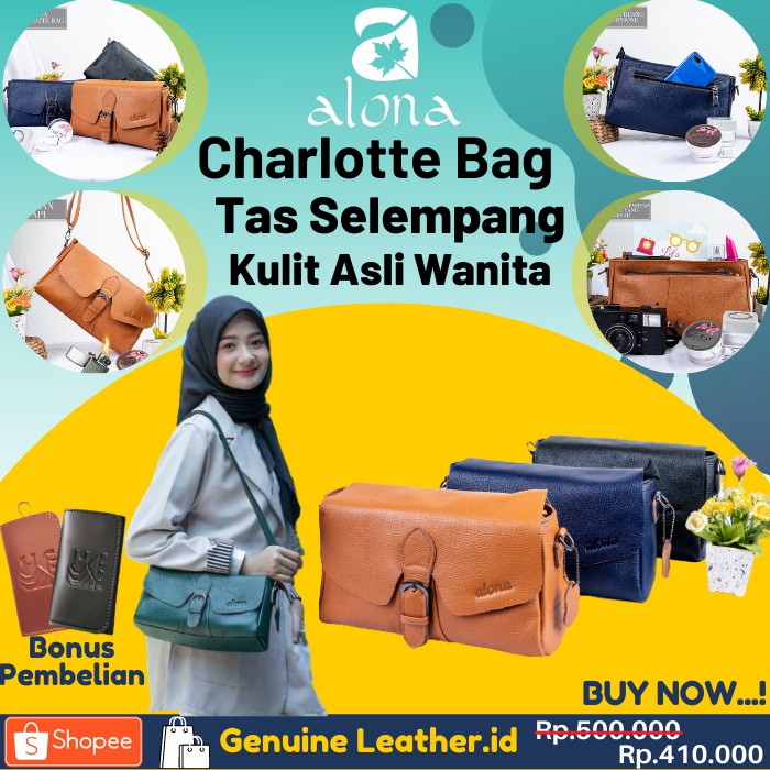 TAS WANITA SHOULDER BAG ALONA CHARLOTTE KULIT ASLI PREMIUM ORIGINAL LEATHER B08