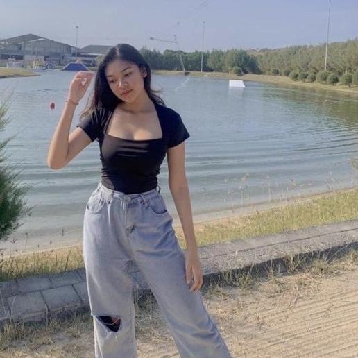 ✵ atasan kaos crop kerah kotak lengan pendek wanita/atasan crop/kaos crop/kaos polos/kaos kerah kota