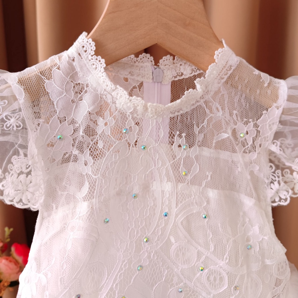 Promo !! Dress anak perempuan import / Dress brokat anak / Dress wedding code flower ukuran 1-3 Tahun