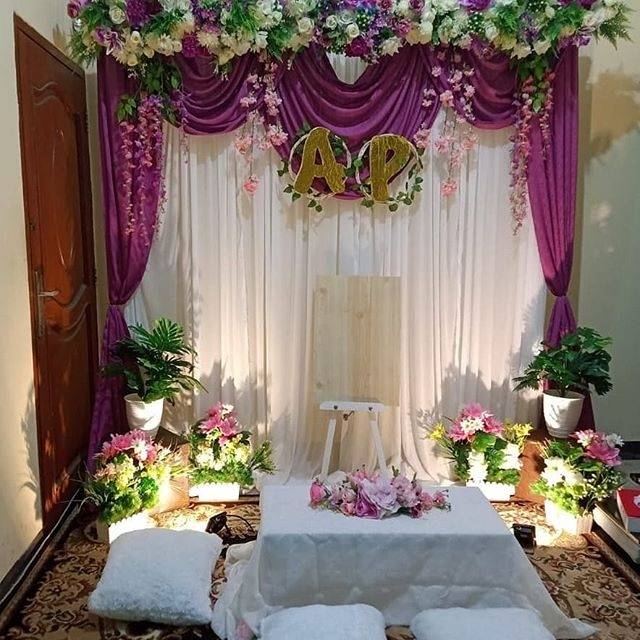 Paket backdrob akad nikah + meja akad lesehan