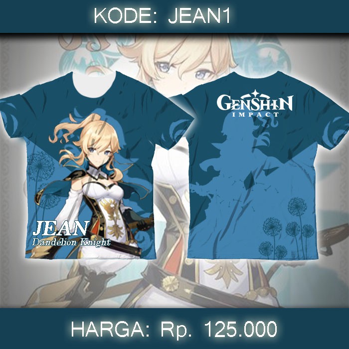 Baju Kaos Fullprint game Genshin Impact Jean GenshinImpact Jean
