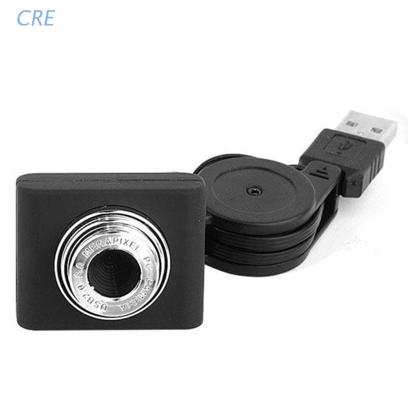 Cre Kamera Webcam Usb Portable Fokus Manual Dengan Microphone Built-In Untuk Rumah