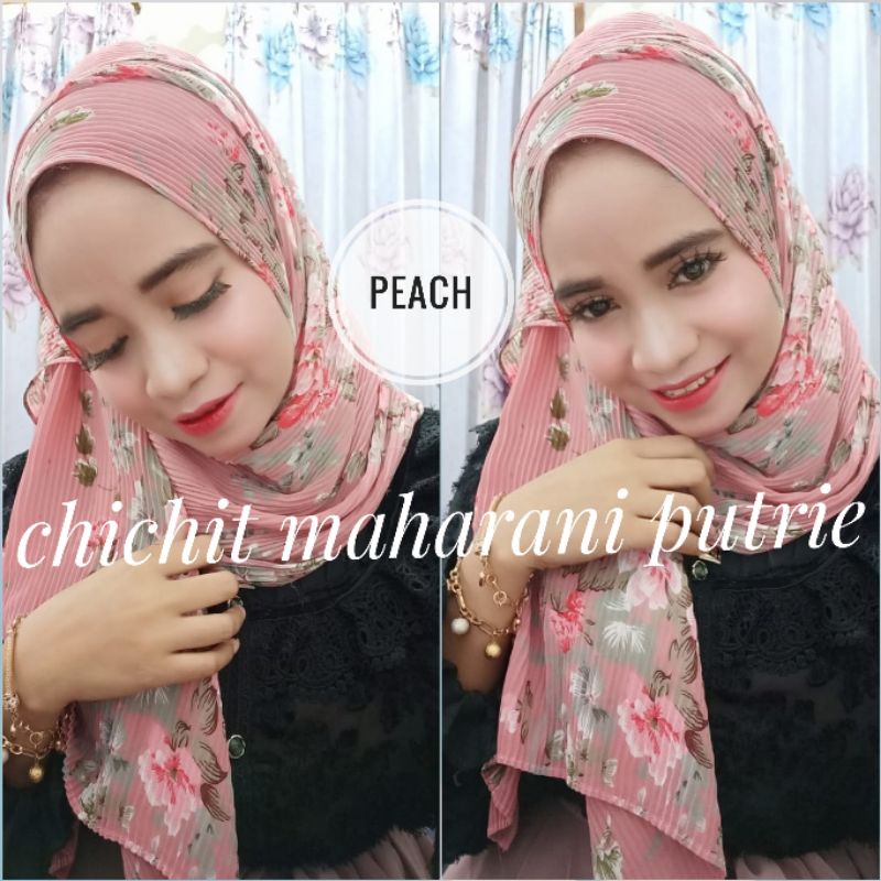 pasmina plisket motif bunga/pasmina plisket motif bunga/pasmina ful plisket