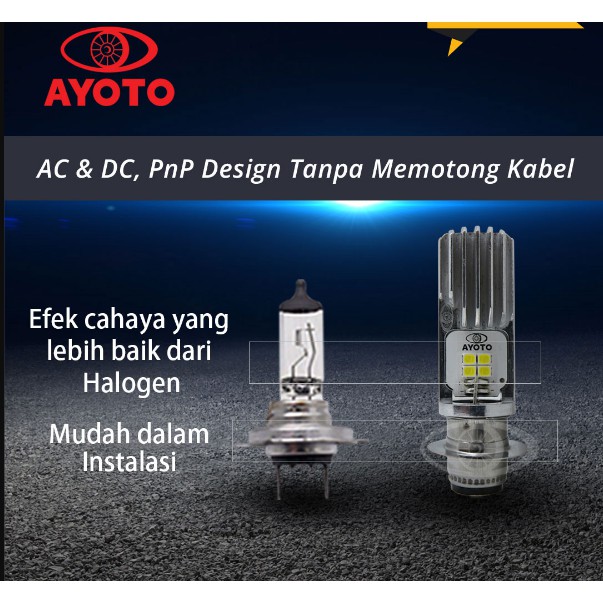 Lampu LED utama Depan Motor AC DC PNP Hi-Lo AYOTO Original Matic Bebek M2B Bergaransi Resmi