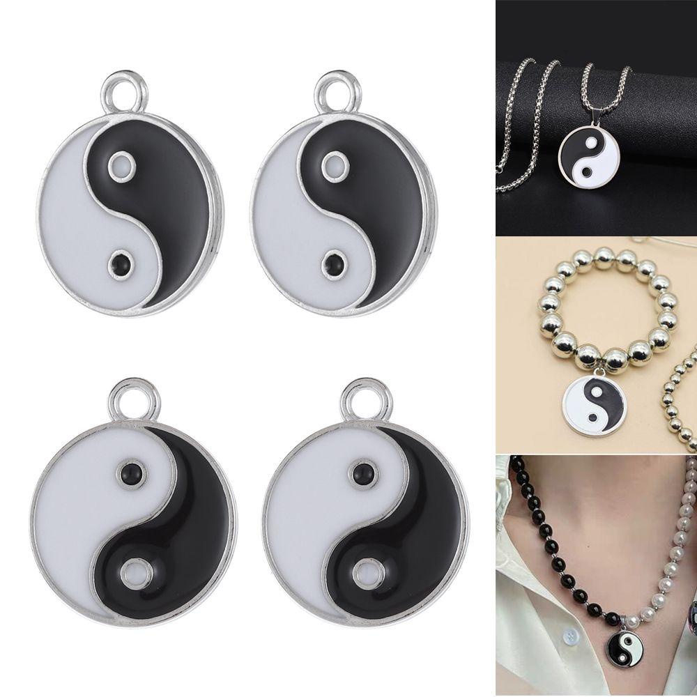 R-flower Yin Yang Pendant Fashion DIY Kalung Liontin Putih Hitam