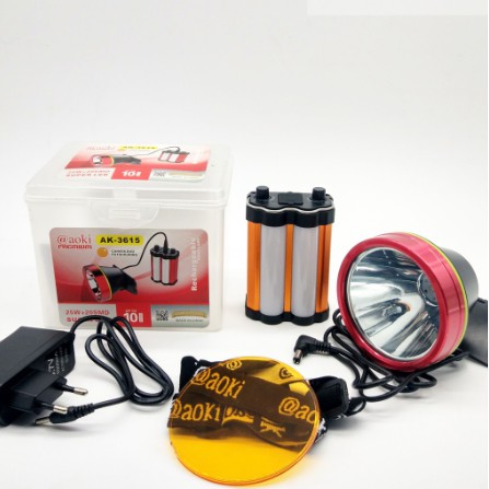 AOKI Senter kepala hi power aki pinggang dimmer baterai lithium ak 3615