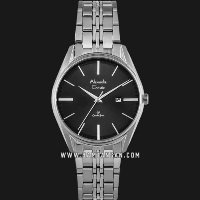 Alexandre Christie AC 8588 LD BSSBA Ladies Black Dial Stainless Steel