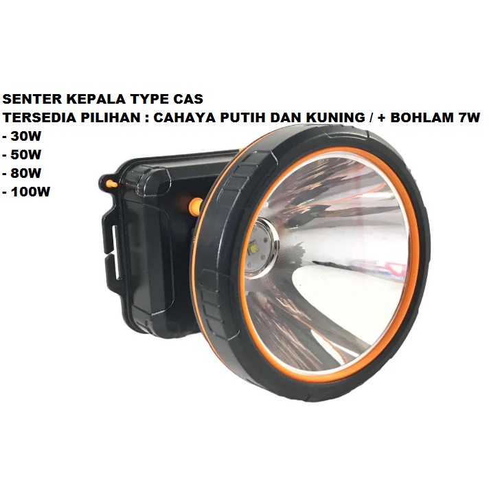 Senter Kepala 30watt 50watt 80watt 100watt Cahaya Putih Dan Kuning