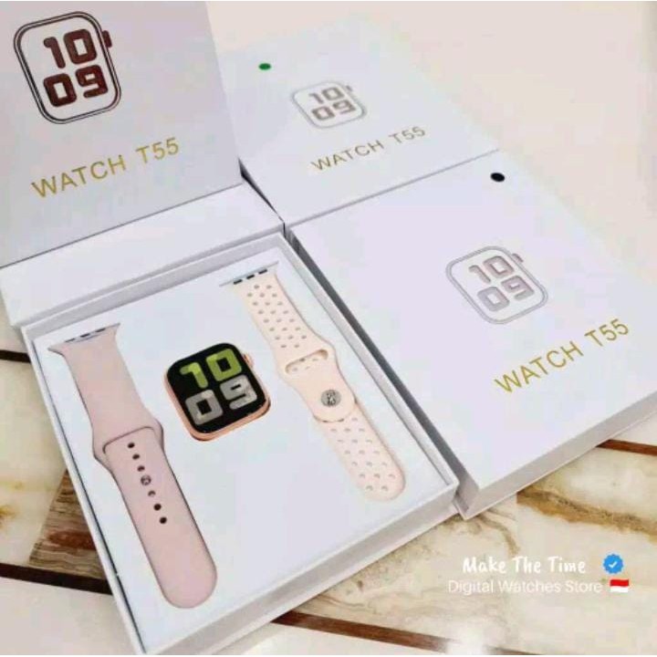 JAM TANGAN SMARTWATCH T55 ROSEGOLD ORIGINAL