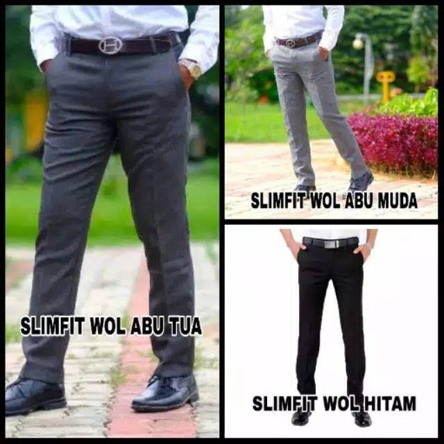  CELANA  KANTOR FORMAL PRIA SLIMFIT BAHAN  DASAR  KAIN WOLL 