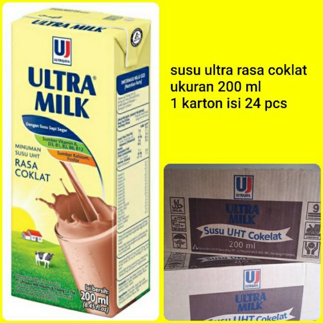 

Susu ultra milk rasa coklat ukuran 200 mk
