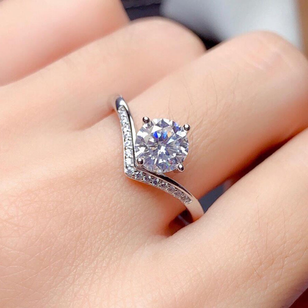 Cincin Kristal Zircon Berlian Bahan S925 Silver Untuk Wanita