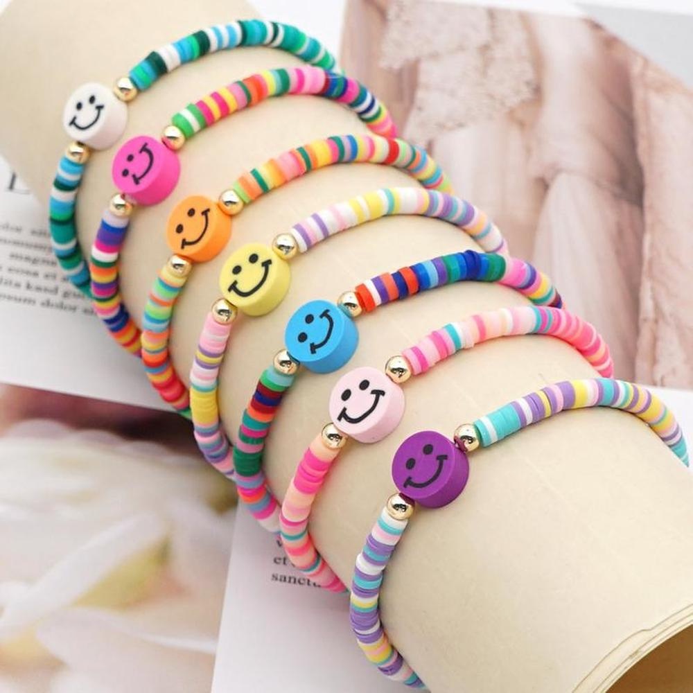 Colorful Clay Bracelet Sweet Fashionable Simple Childlike Small Fresh Multi-color Smiley Couple Bracelet