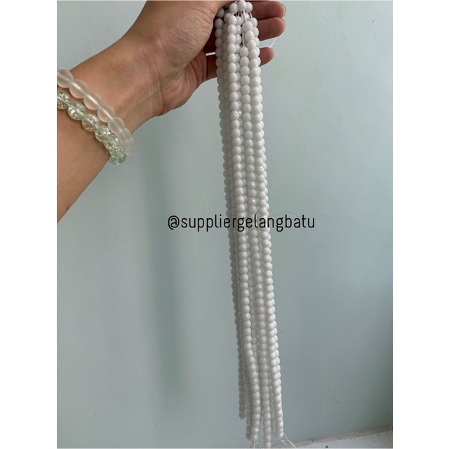 batu WHITE ONYX PUTIH FACETED BEADS 8mm cutting bahan gelang kalung