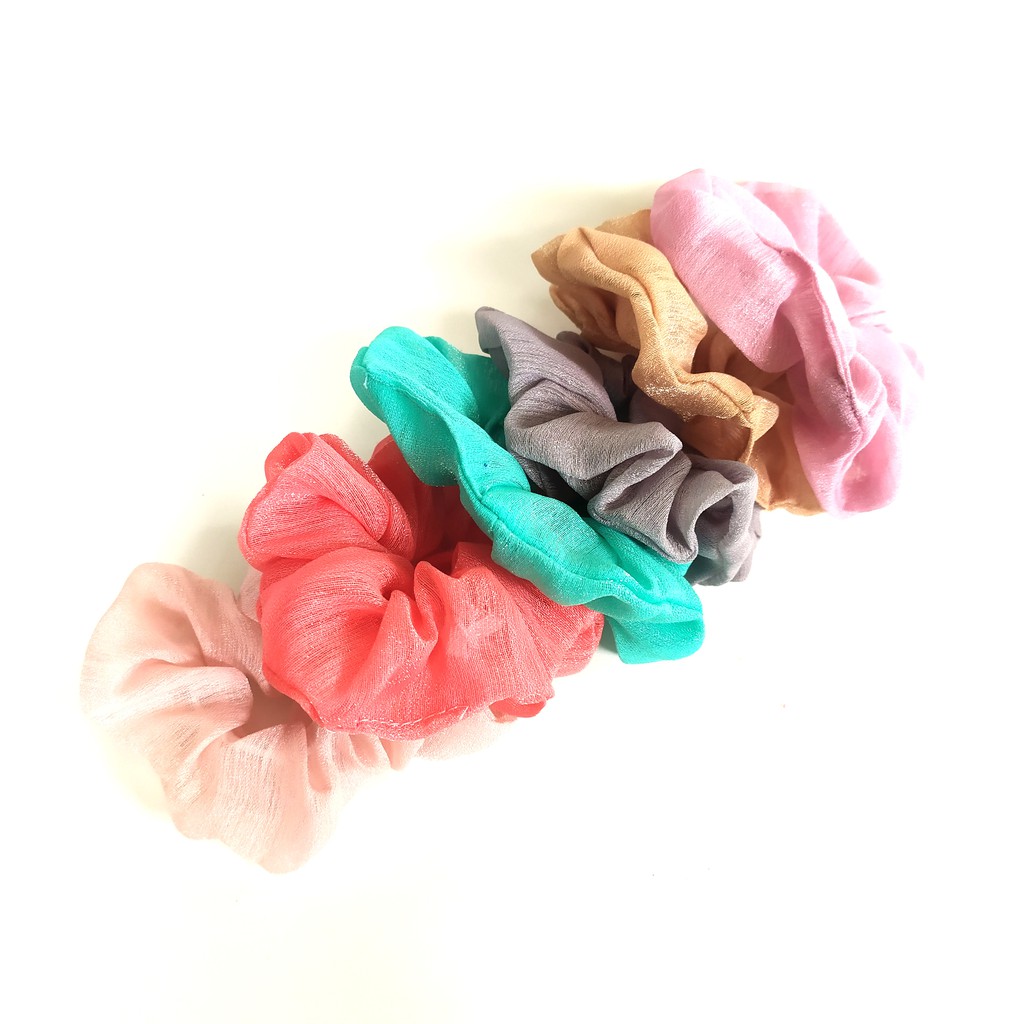 SCRUNCHIE JEPANG CERUTTI SIFON - Polos Gliter - Kuncir Ikat Rambut Scrunchie PREMIUM