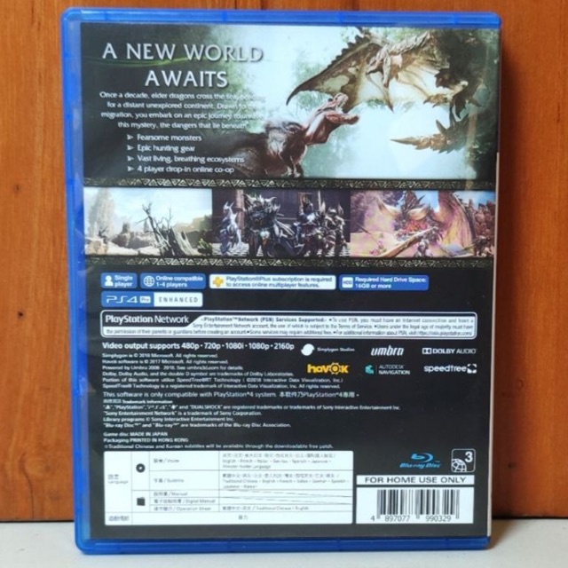 Monster Hunter World PS4 Kaset MHW Monsterhunter Worlds CD BD Game PS 4 5 Playstation Games Ps4 Ps5 Monsters Iceborne Ice borne Region 3 Asia Reg