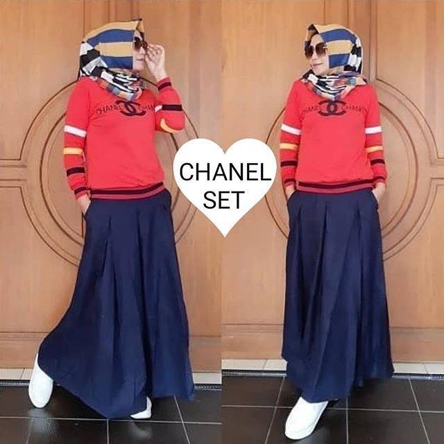 CANEL SET - Baju Setelan Wanita Terbaru / Satu Set Atasan Blus Lengan Panjang dan Bawahan Rok Murah