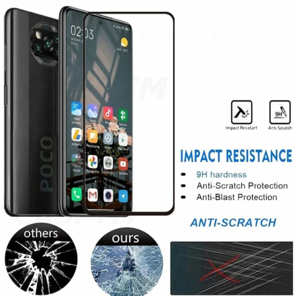 Tempered glass POCOPHONE POCO F2 PRO X3 NFC M3 Full lem glue anti gores kaca