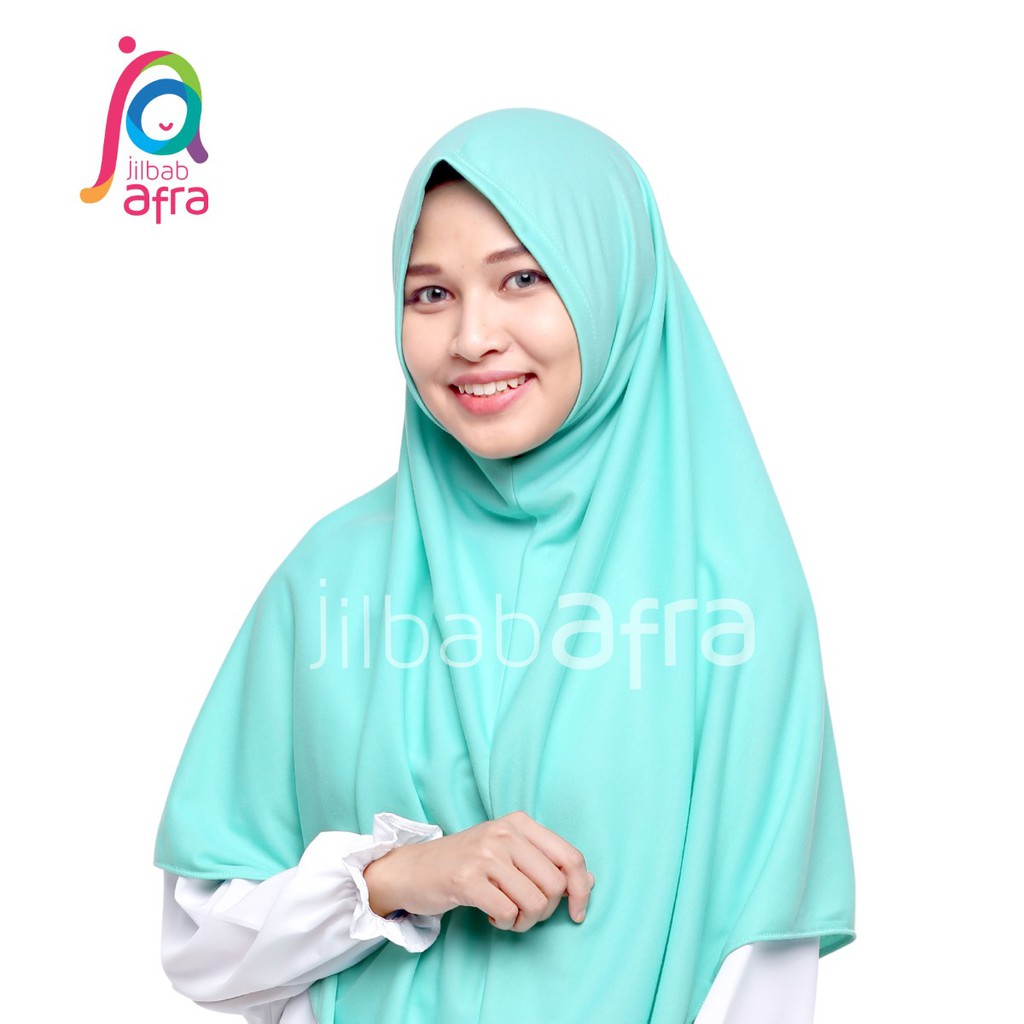 Jilbab Afra Syifa Toska Muda - Bergo Syiria Non Pet - Hijab Instan Bahan Kaos, Adem &amp; Lembut