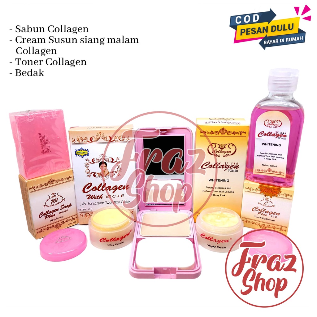 Paket Pemutih Collagen ( Cream Susun Siang Dan Malam- Sabun 701- Toner- Bedak Dhilisa Collagen